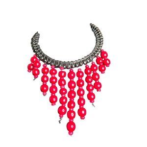 Avalaya Wood Beaded Fringe Necklace